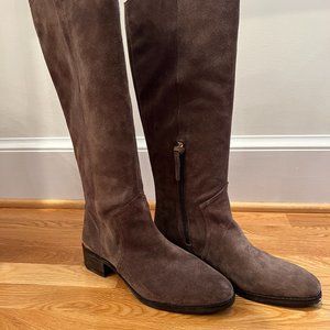 Louise et Cie Lo Zada Suede Riding Boots - Mushroom/Dark Taupe - Size 9.5